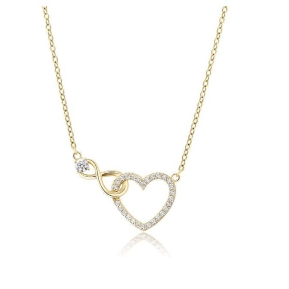 Infinity Heart White Crystal Rose-Gold Necklace
